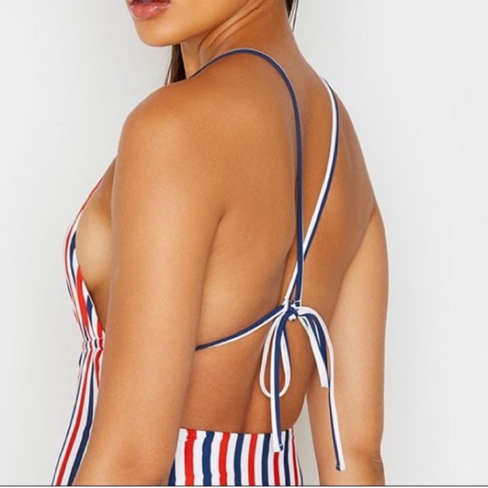 NWOT Frankie’s Bikinis Janelle Striped One Piece Suit in Americana Size XS - Picture 6 of 14
